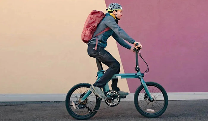 A man is riding a Fiido X e-bike down the block.