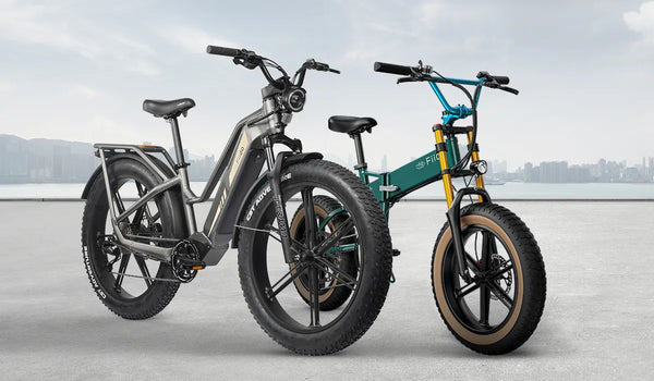 Fiido D3 Pro, L3, and M1 Pro electric bicycles are placed together