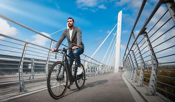 Man riding a Fiido C21 city electric bike