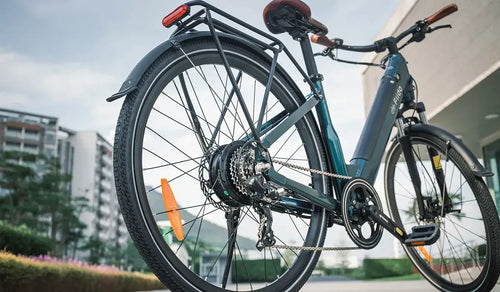 Looking up at the Fiido C11 Pro electric bike